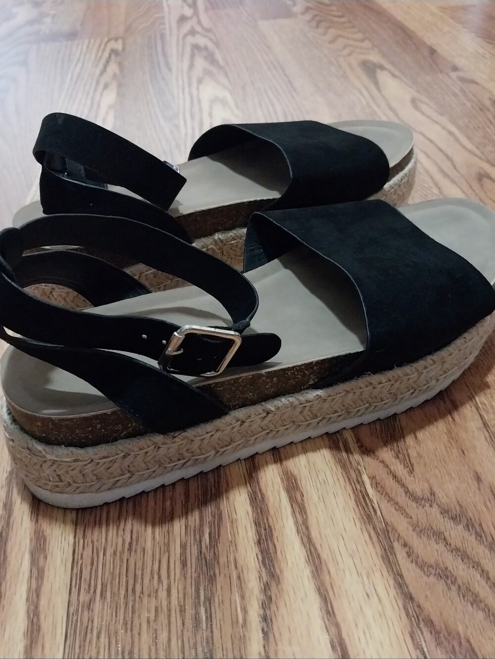 Torrid Espadrille Platform Sandals Women Size 9.5 Black Open Toe Chunky Sandals